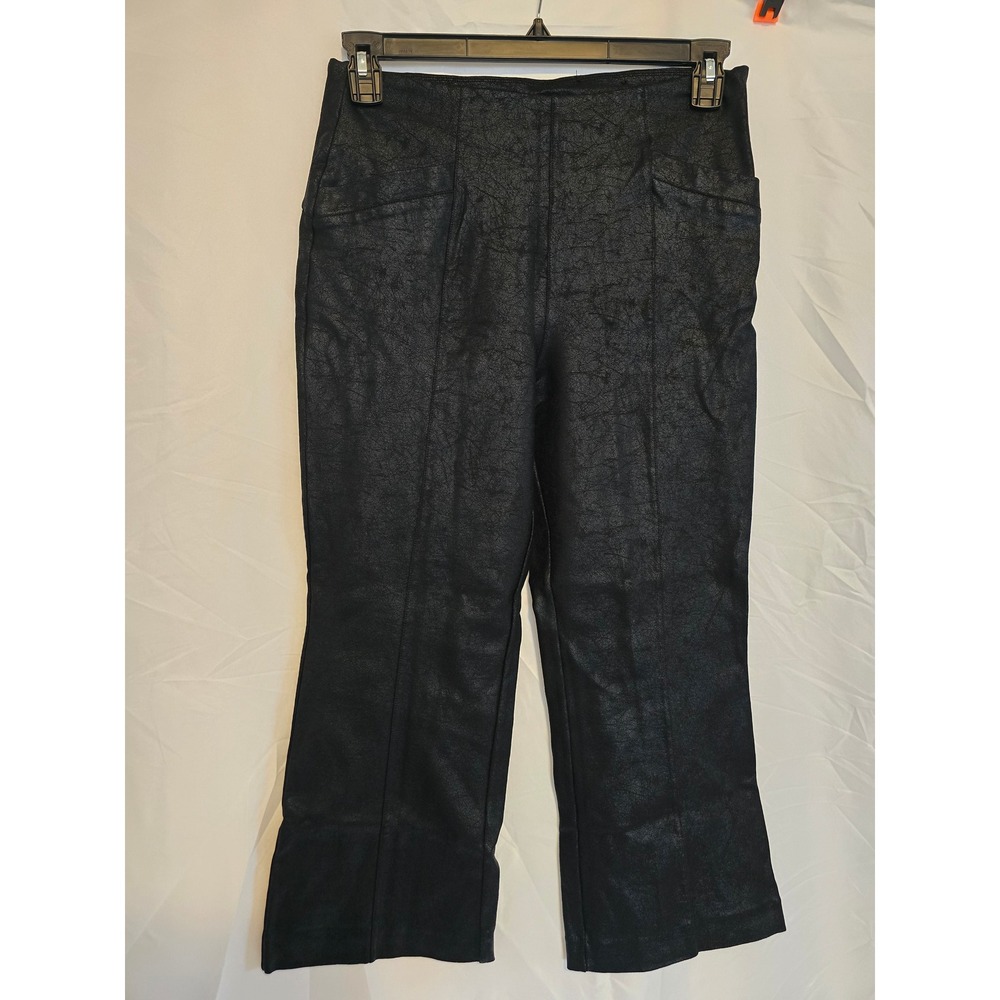 Liverpool Los Angeles Black Faux Leather Cropped Flare Pants‎ Women's Size 12 31